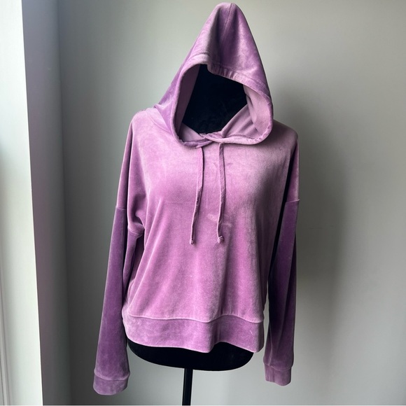 SO The Lounge Life Cropped Velour "Softest Hoodie" in Lilac, Purple - Large - Picture 1 of 12